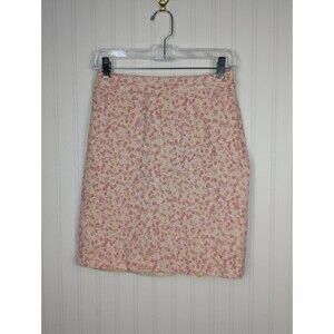 Ann Taylor Petites Women's Pink & Beige Geometric Print Skirt Lined Side‎ Zip 2P